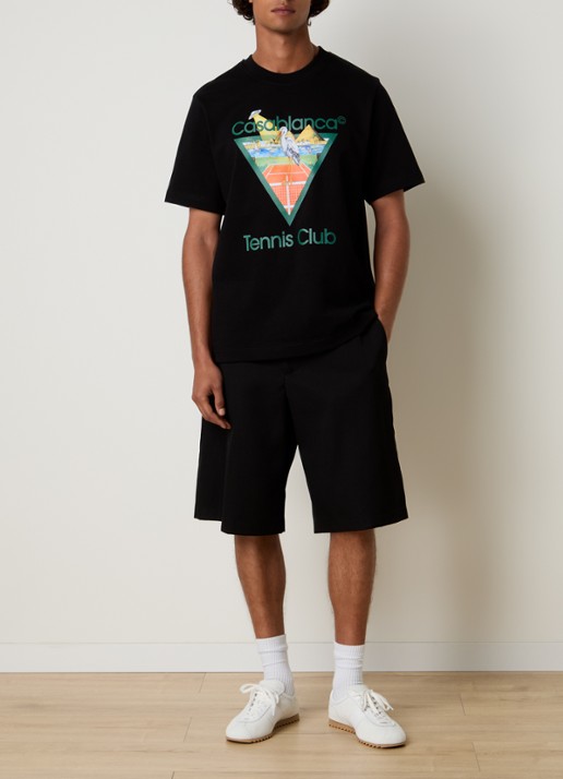 Casablanca Gradient T-shirt met logo- en backprint - voorkant 2 zwart