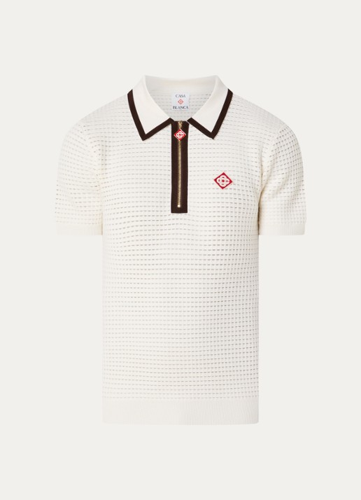 Casablanca Grofgebreide polo van wol met logo