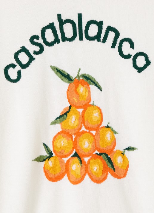 Casablanca Grofgebreide trui met borduring - detail orange