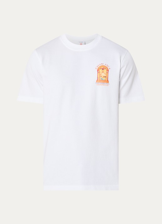 Casablanca Hermons Mirage T-shirt met logo- en backprint - voorkant wit