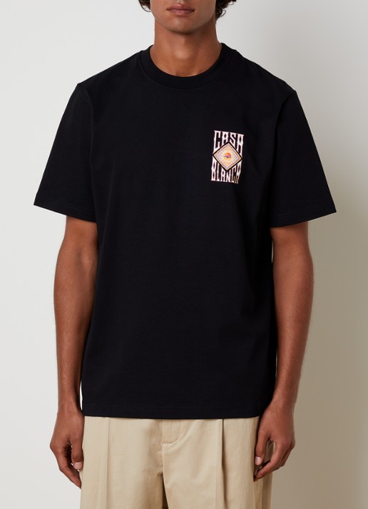 Casablanca Hermons Mirage T-shirt met logo- en backprint - achterkant zwart