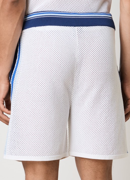 Casablanca Korte broek met opengewerkt dessin en logo - achterkant donkerblauw