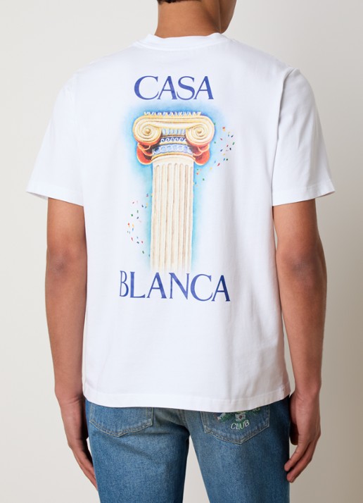 Casablanca La Colomne T-shirt van  katoen met front- en backprint - detail 3 wit