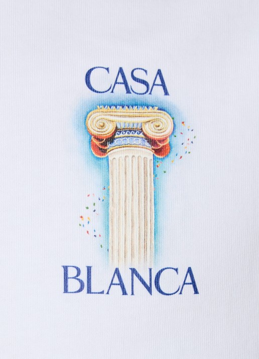Casablanca La Colomne T-shirt van  katoen met front- en backprint - detail 4 wit