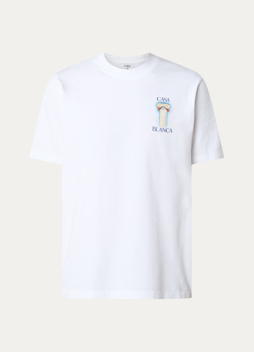 Casablanca La Colomne T-shirt van  katoen met front- en backprint - voorkant wit