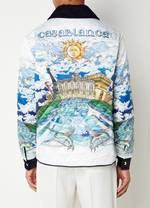 Casablanca Le Vol Ideal jack met print en quilt patroon - achterkant lichtblauw