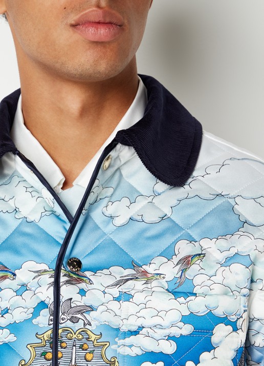 Casablanca Le Vol Ideal jack met print en quilt patroon - detail 5 lichtblauw