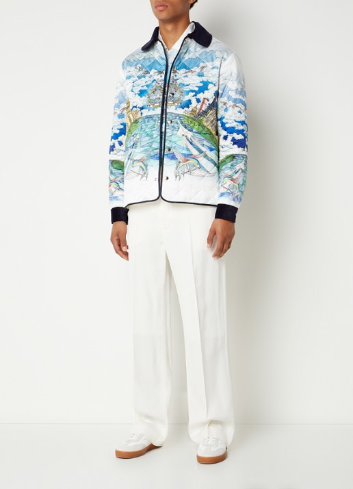 Casablanca Le Vol Ideal jack met print en quilt patroon - voorkant 3 lichtblauw