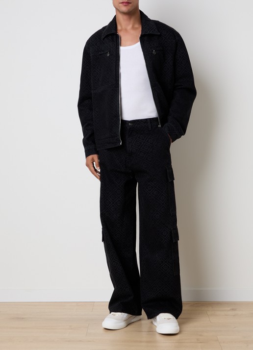 Casablanca Loose fit jeans met logoprint - voorkant 6 zwart