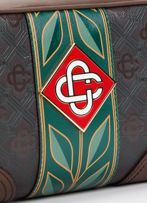 Casablanca Monogram schoudertas van canvas met logoprint  - detail 5 donkerbruin