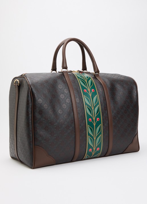 Casablanca Monogram weekendtas van kalfsleer met logoprint  - achterkant 2 donkerbruin
