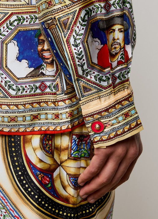 Casablanca Plafondorne Musique regular fit overhemd van zijde met print - detail 3 khaki