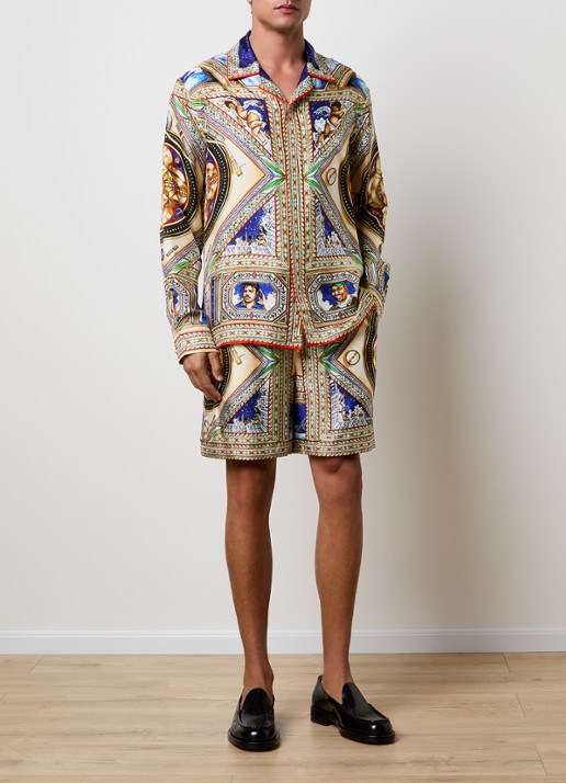 Casablanca Plafondorne Musique regular fit overhemd van zijde met print - voorkant 5 khaki