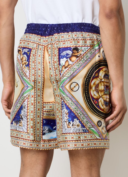 Casablanca Plafondorne Musique straight fit korte broek van zijde met print - achterkant 5 khaki