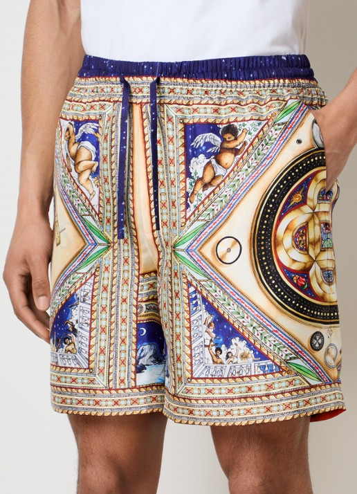 Casablanca Plafondorne Musique straight fit korte broek van zijde met print