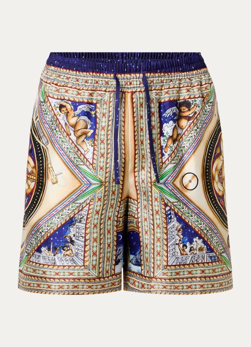 Casablanca Plafondorne Musique straight fit korte broek van zijde met print