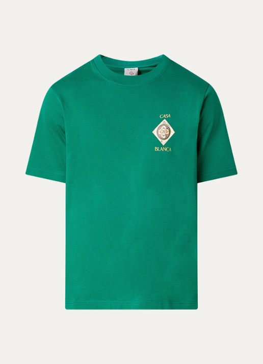 Casablanca Plafondorne T-shirt met logo- en backprint - voorkant 3 groen