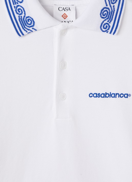 Casablanca Polo met logoborduring - detail wit