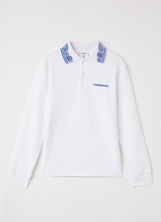 Casablanca Polo met logoborduring - voorkant 2 wit