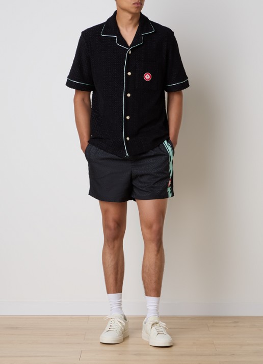 Casablanca Regular fit overhemd van badstof met logoprint - voorkant 3 zwart