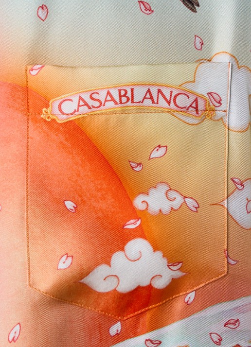 Casablanca Regular fit overhemd van zijde met print - detail 5 donkerblauw