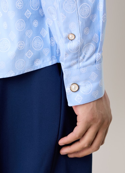 Casablanca Regular fit polo met logoprint - detail 3 lichtblauw