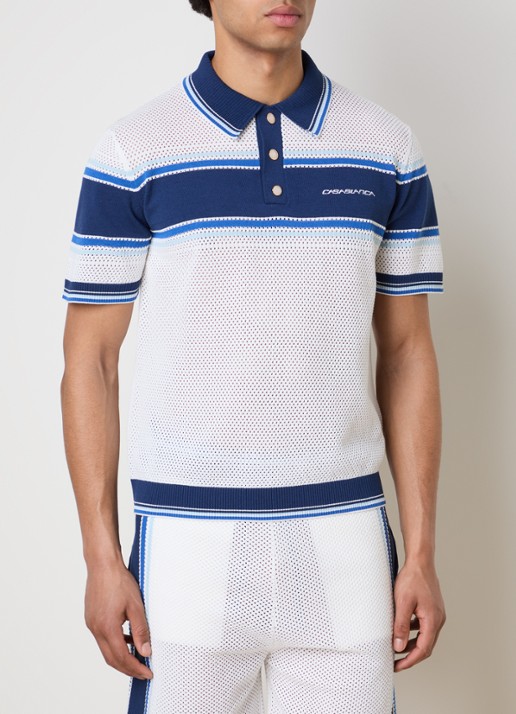 Casablanca Regular fit polo met opengewerkt dessin en logo