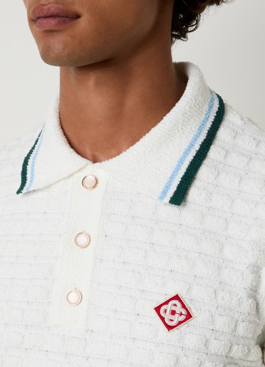 Casablanca Regular fit polo van bouclé - detail 5 wit