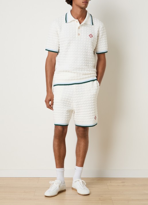 Casablanca Regular fit polo van bouclé - voorkant 3 wit
