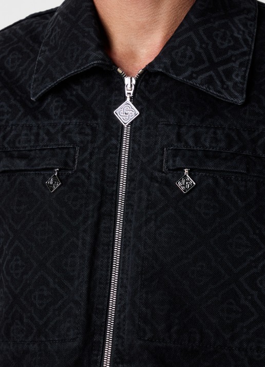Casablanca Spijkerjas met logoprint - detail 4 zwart