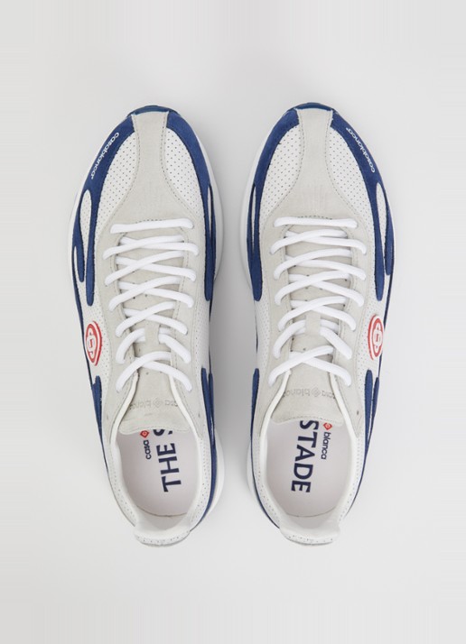 Casablanca Stade sneaker met suède details - detail 2 donkerblauw