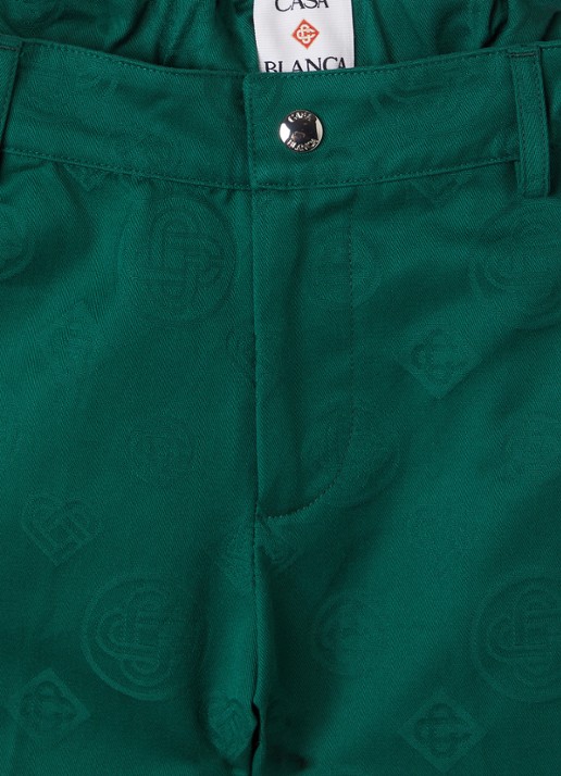 Casablanca Straight fit chino met logoprint - detail groen