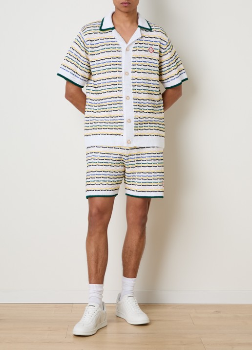 Casablanca Straight fit korte broek met streepprint en logo - voorkant 5 groen