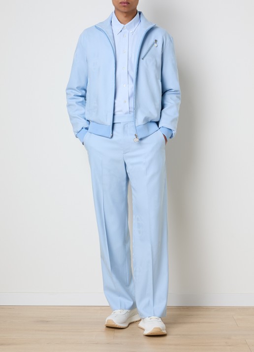 Casablanca Straight fit pantalon van wol met steekzakken - voorkant 2 lichtblauw