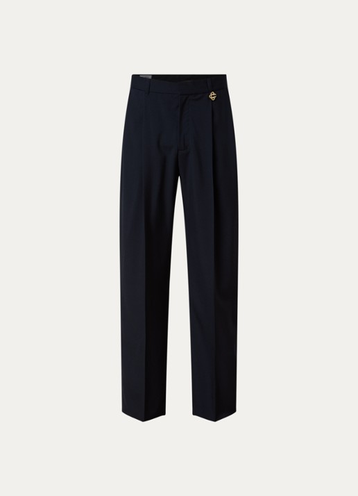Casablanca Straight fit pantalon van wol met steekzakken - voorkant donkerblauw