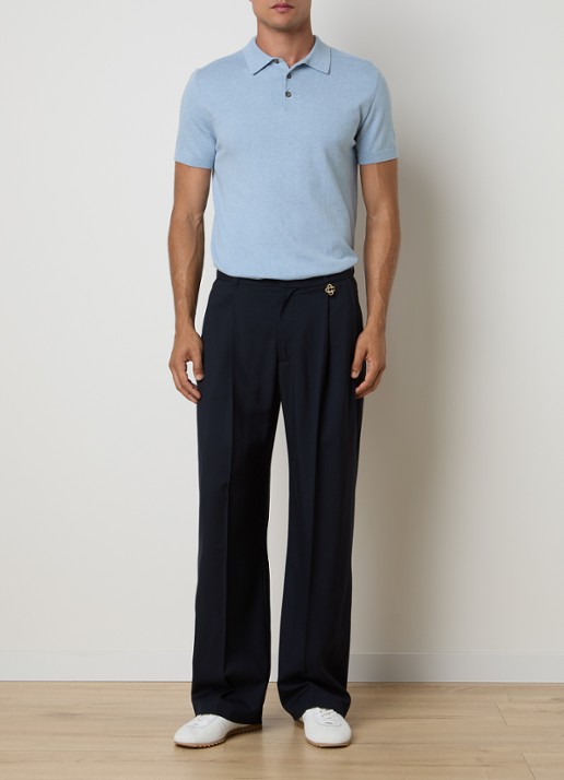 Casablanca Straight fit pantalon van wol met steekzakken - voorkant 2 donkerblauw