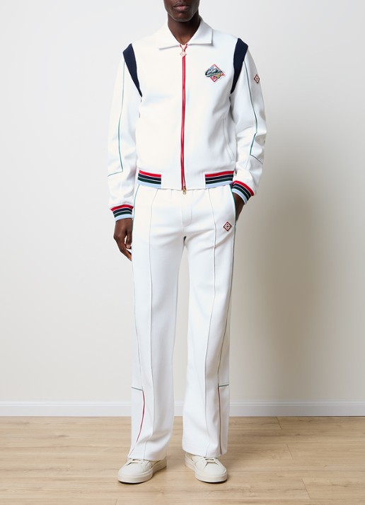 Casablanca Straight fit trackpants met logoborduring - voorkant 5 wit