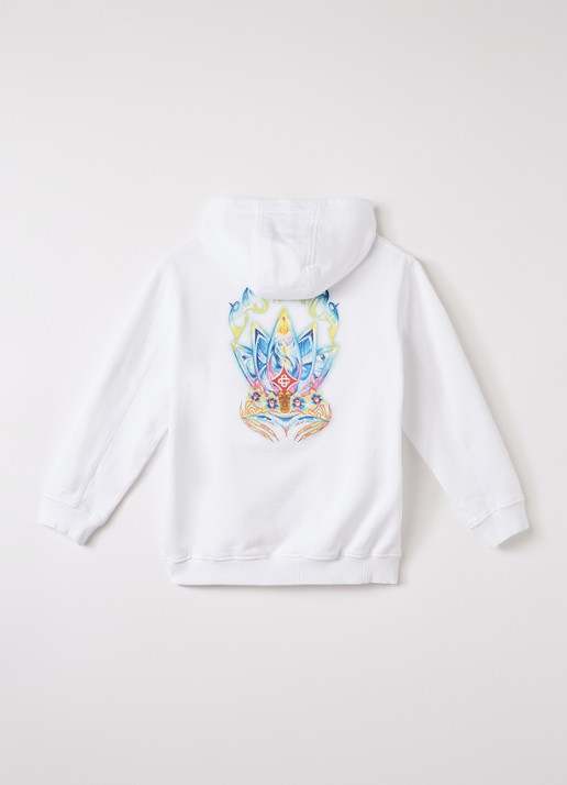Casablanca Surf Lotus hoodie met logo- en backprint - voorkant 2 wit