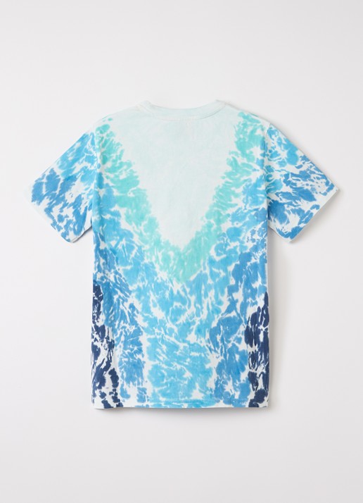 Casablanca Surf Lotus T-shirt met tie-dye dessin en logoprint - voorkant 2 turquoise