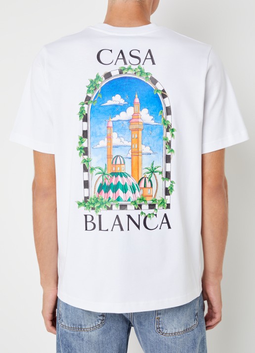 Casablanca T-shirt met logo- en backprint - detail 4 wit