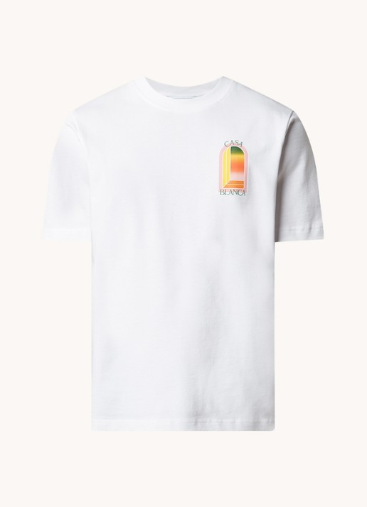 Casablanca T-shirt met logo- en backprint - voorkant 2 wit