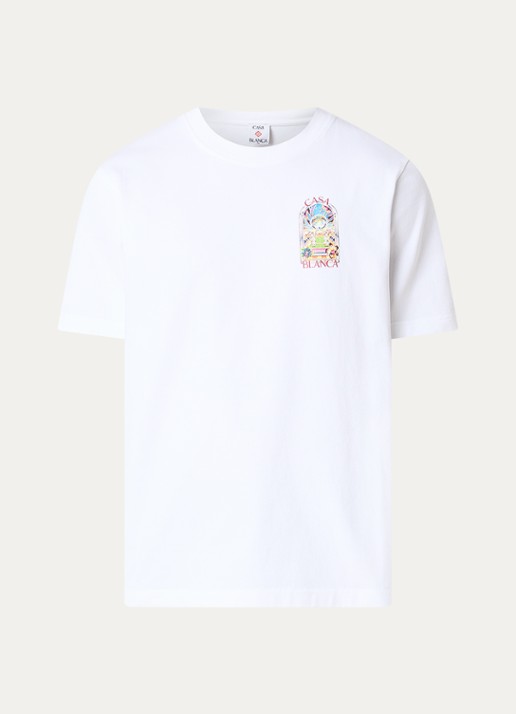 Casablanca T-shirt met logo- en backprint - voorkant 2 wit