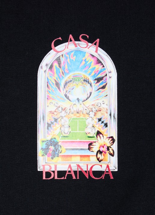 Casablanca T-shirt met logo- en backprint - detail 4 zwart