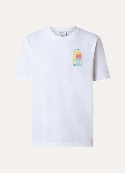 Casablanca T-shirt met logo- en backprint - voorkant wit