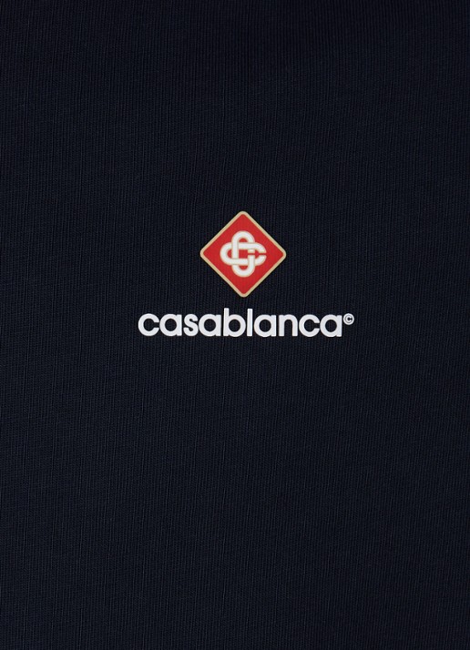 Casablanca T-shirt met logo - detail 4 donkerblauw