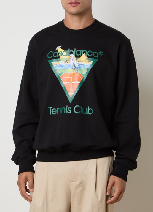 Casablanca Tennis Club sweater met logoprint - detail zwart