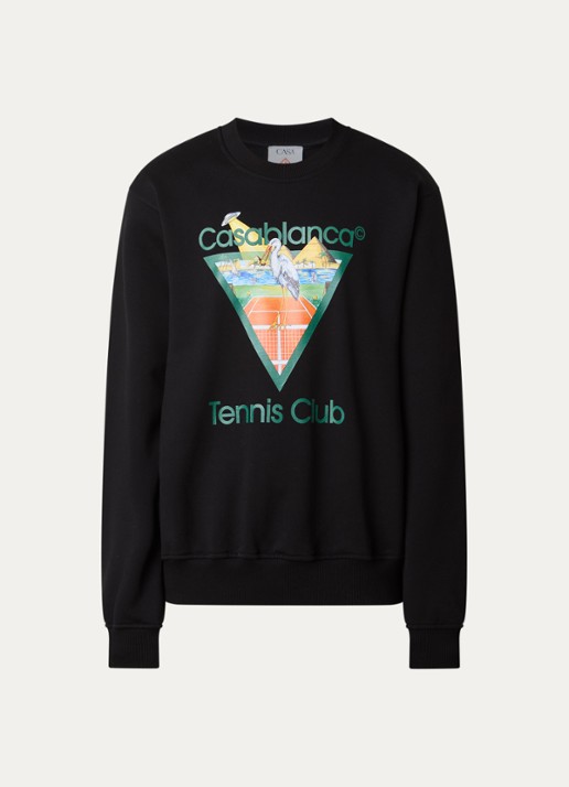 Casablanca Tennis Club sweater met logoprint - voorkant 3 zwart