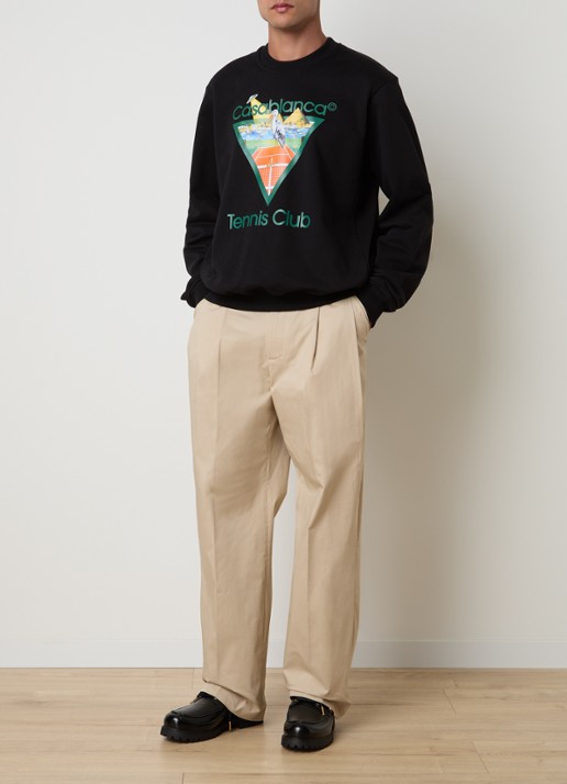 Casablanca Tennis Club sweater met logoprint - voorkant 4 zwart
