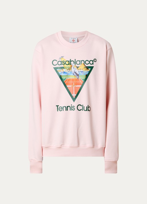 Casablanca Tennis Club sweater met logoprint - voorkant roze