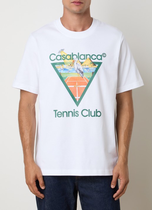 Casablanca Tennis Club T-shirt met logoprint - detail wit